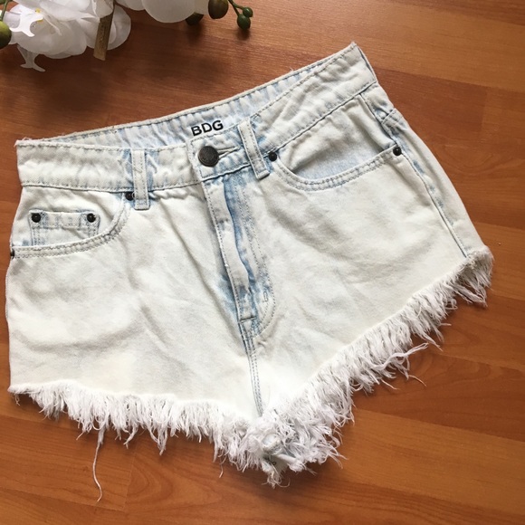 BDG Pants - BDG super high rise dolphin fringe denim shorts 26